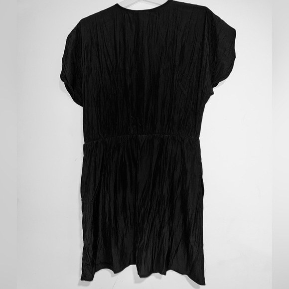 Universal Thread Tie Front Flutter Short Sleeve Mini Dress Womens Large Black - Picture 4 of 4